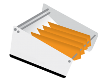 Stolní dávkovač etiket pro role s vnitřním i vnějším návinem